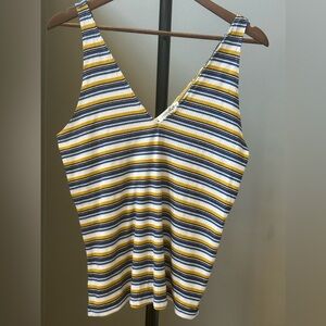 Express striped V-neck tank top